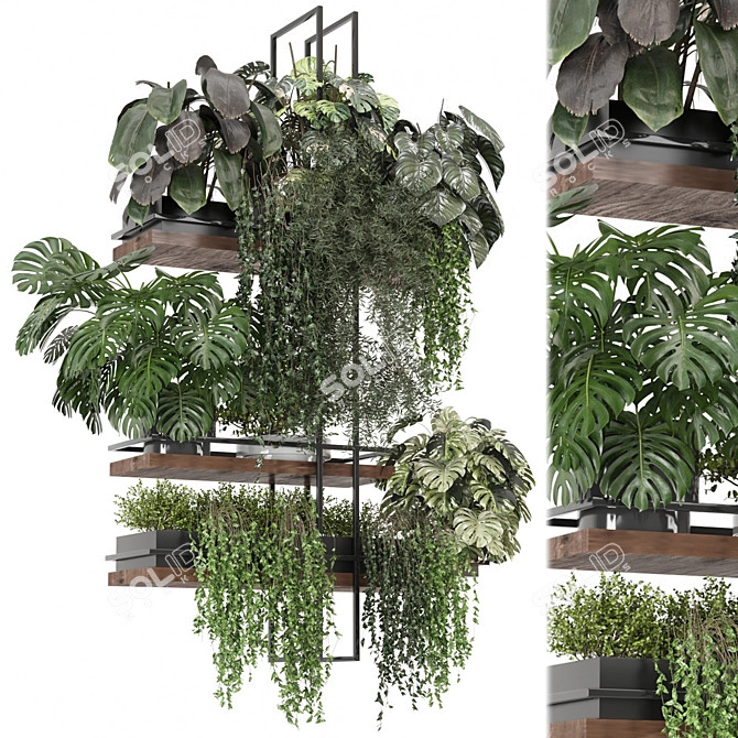 Metal Box Hanging Plant Set 3D model image 1