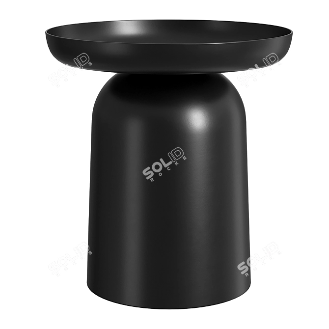 Sleek Black Round Side Table 3D model image 1