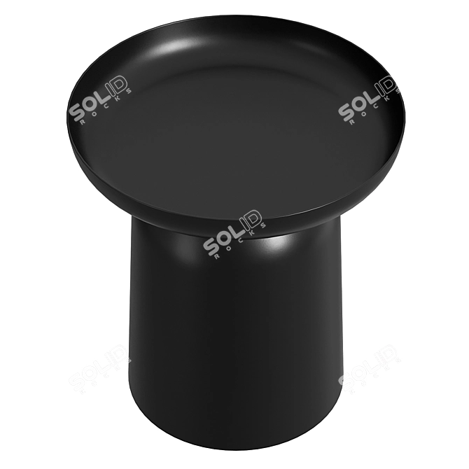 Sleek Black Round Side Table 3D model image 2