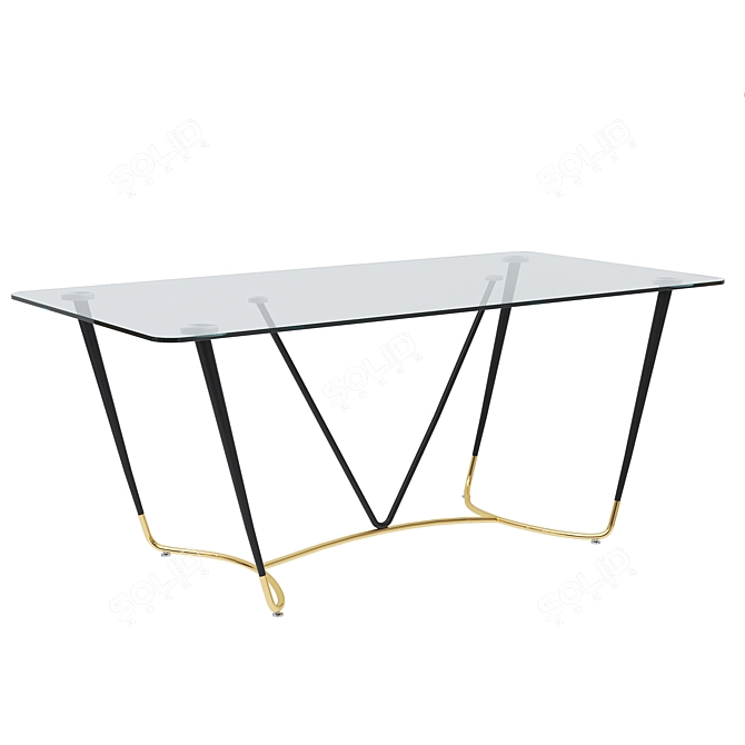 Modern Transparent Dining Table 1800mm 3D model image 2