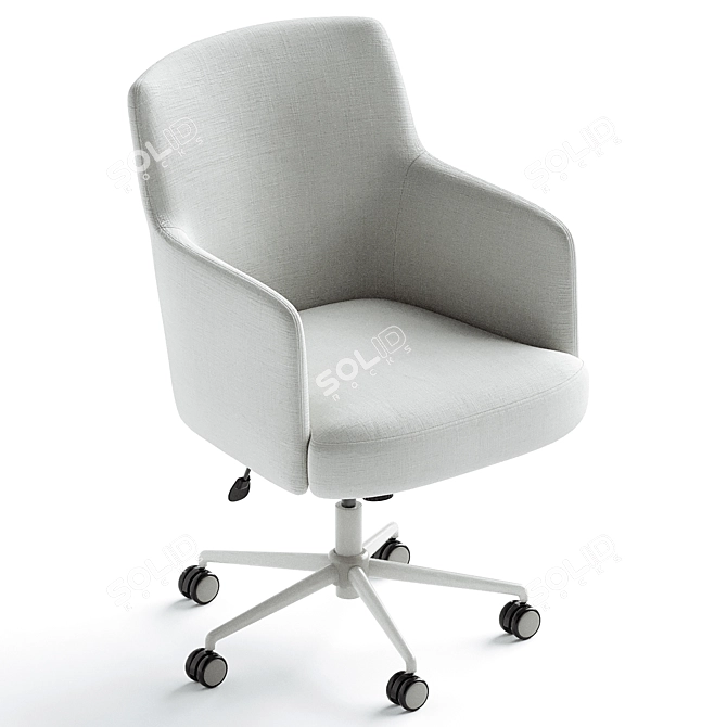 Belmont Ivory Fabric Office Chair 3D model image 3