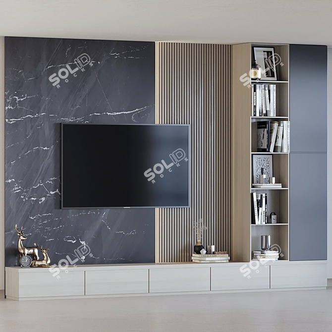 Modern TV Wall Unit 3D 3D model image 2