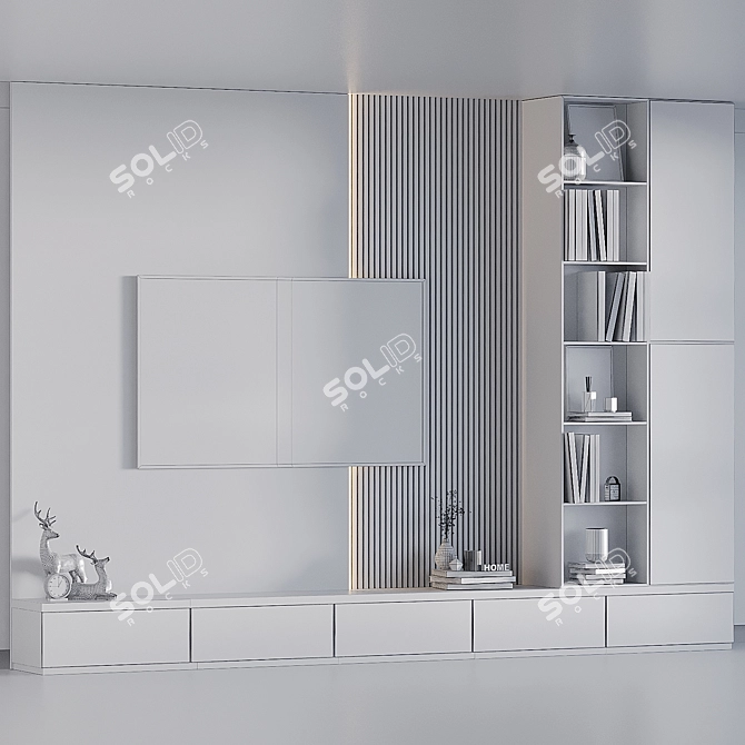 Modern TV Wall Unit 3D 3D model image 5