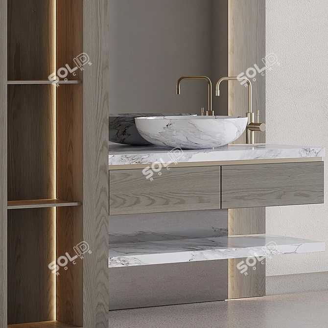 Modern Bathroom Furniture Set 3D 3D model image 2