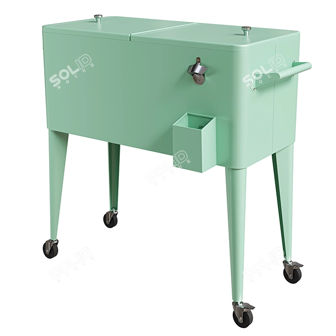 Classic Patio Cooler With Wheels 3D model image 3