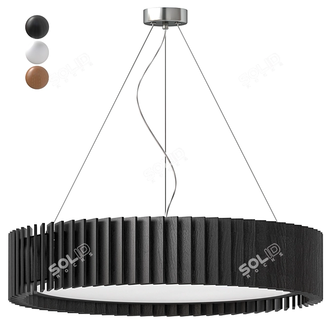 WOODLED ROTOR Chandelier: Modern Suspension Lighting 3D model image 1