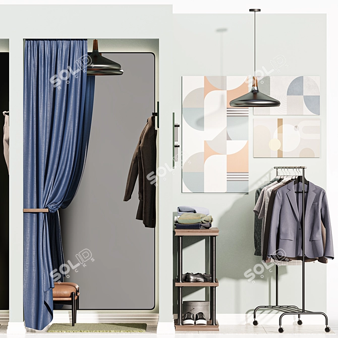 Floor Dressing Room Display Stand 3D model image 4