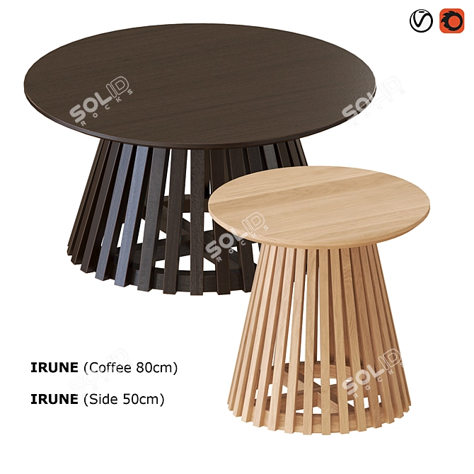 IRUNE Coffee Side Table Set 3D model image 1