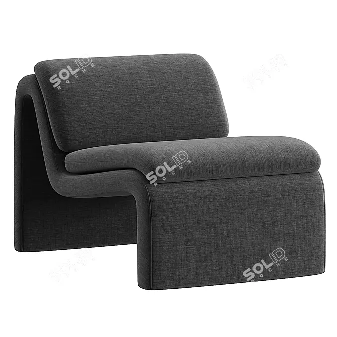 Modern Curved Chair: Sleek Design 3D model image 2