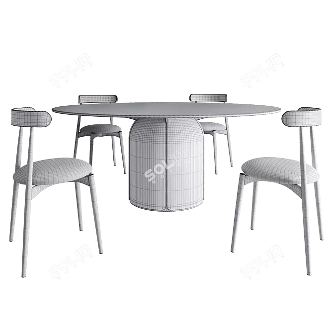 Elegance Set: Bloom Table & Ottavia Chair 3D model image 3