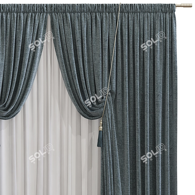 Sleek Retopologized Curtain Mesh 3D model image 3