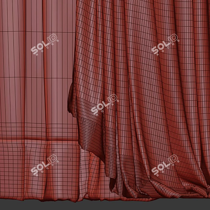 Sleek Retopologized Curtain Mesh 3D model image 4