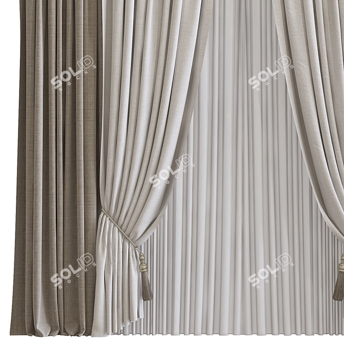 Folded Retopologized Curtain 3D model image 2