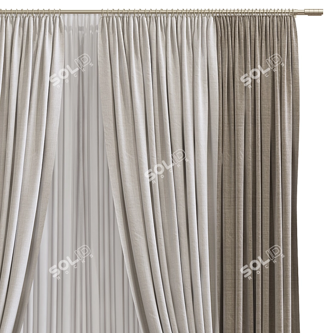 Folded Retopologized Curtain 3D model image 3