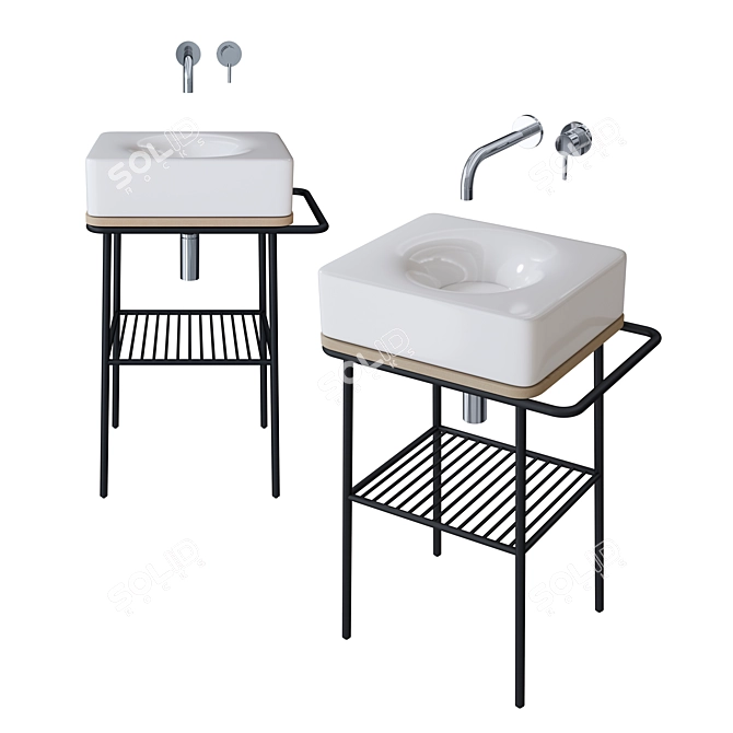 Translated product description not provided. 

Sleek Ceramic Bathroom Sink 3D model image 1