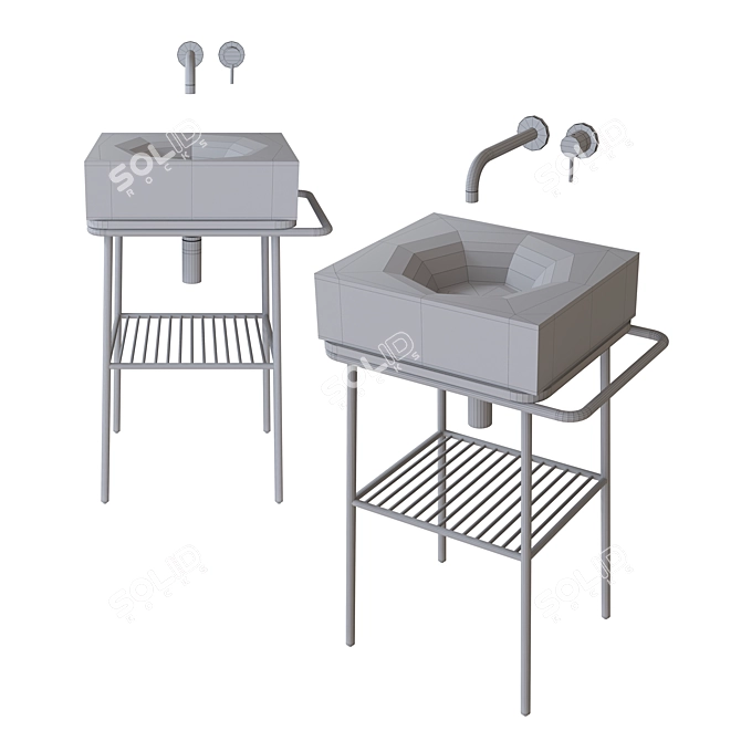 Translated product description not provided. 

Sleek Ceramic Bathroom Sink 3D model image 2