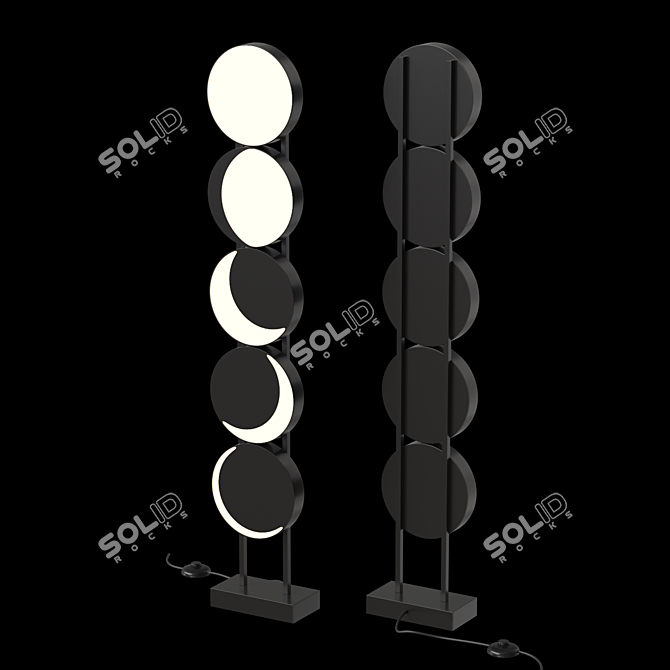 Luminous Moon Phase Floor Lamp 3D model image 2