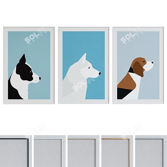 Minimalist Picture Frame Set - Modern Style 3D model image 1