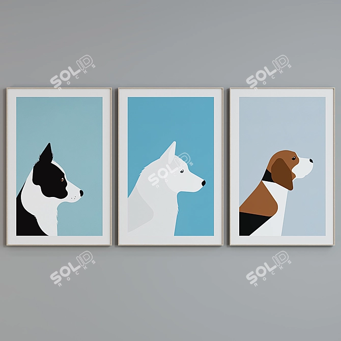 Minimalist Picture Frame Set - Modern Style 3D model image 3