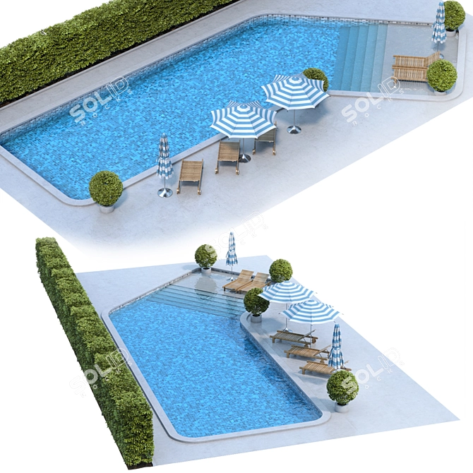 Elegant Oasis Pool Renderized 3D model image 1