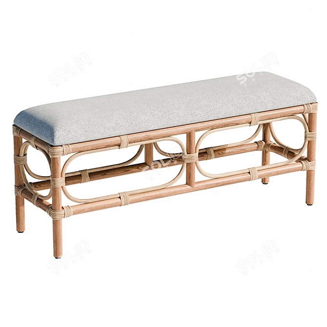 Laguna White Rattan Bench 3D model image 1