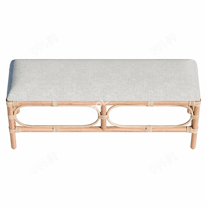 Laguna White Rattan Bench 3D model image 3