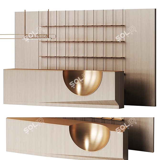 Modern Reception Desk with Metal Ball 3D model image 4