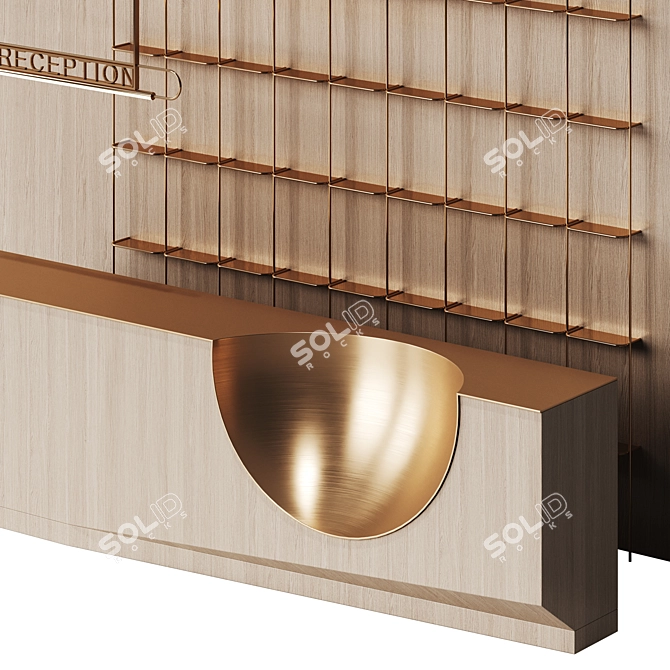 Modern Reception Desk with Metal Ball 3D model image 1