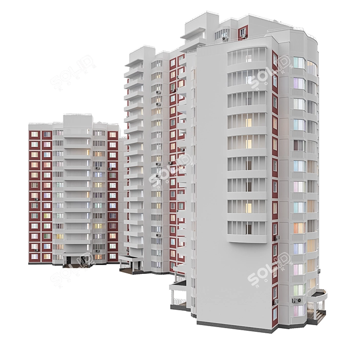 Versatile Residential Complex with 4 Sections 3D model image 3