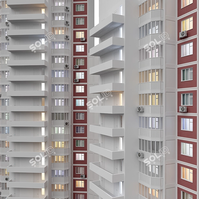 Versatile Residential Complex with 4 Sections 3D model image 5