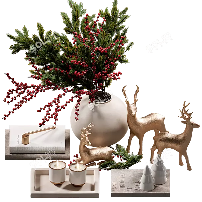 New Year Decor Set 3D model image 1