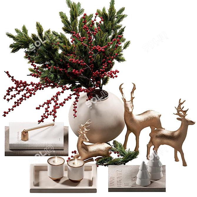 New Year Decor Set 3D model image 2