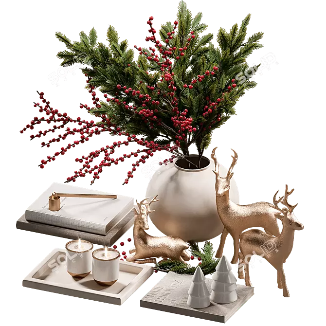 New Year Decor Set 3D model image 3