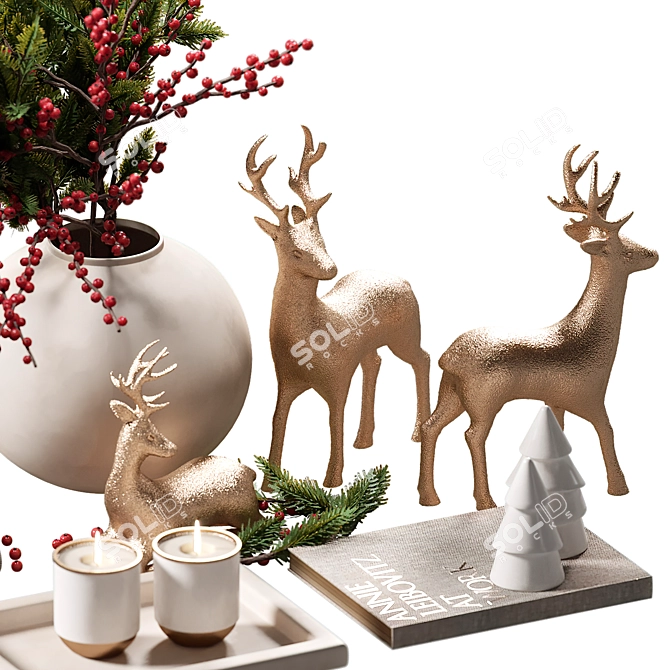 New Year Decor Set 3D model image 4