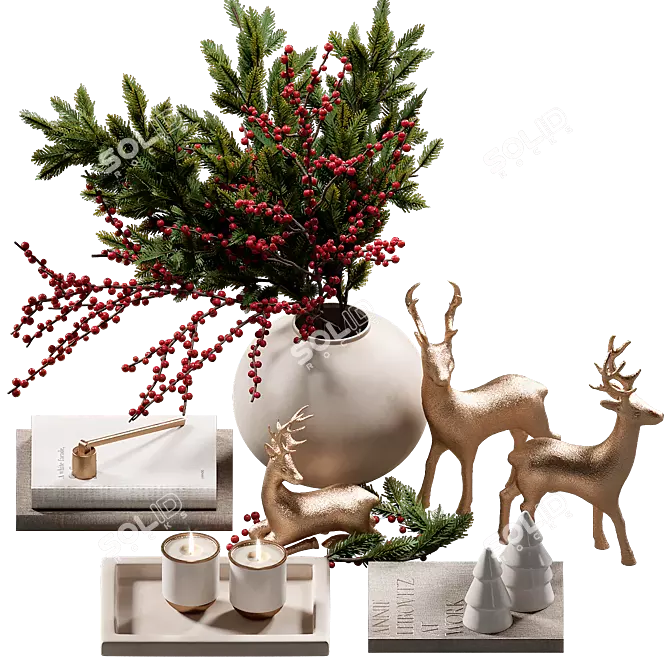 New Year Decor Set 3D model image 8