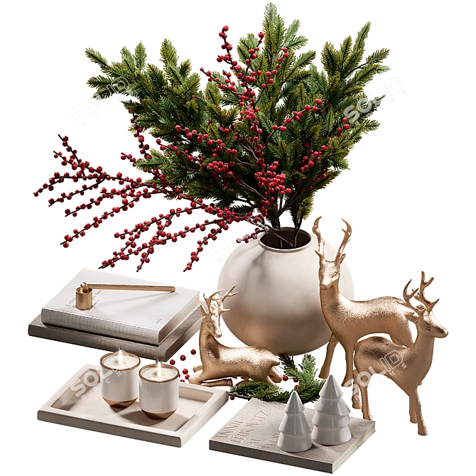 New Year Decor Set 3D model image 13