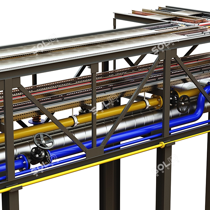 Pipe and Cable Bridge 3D model image 3