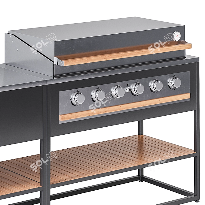 Outdoor Kitchen with Gas Grill 3D model image 2