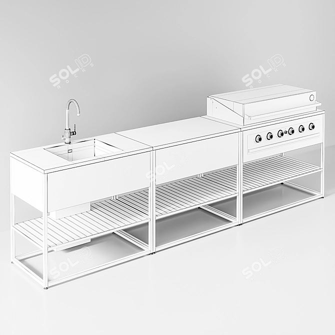 Outdoor Kitchen with Gas Grill 3D model image 3