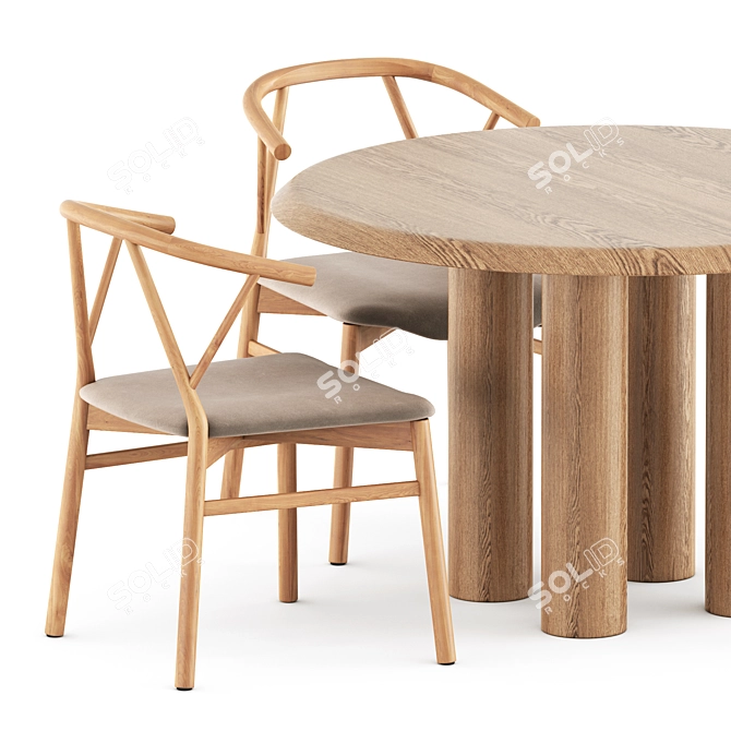 Modern Dining Set: Valerie Chair & Islets Table 3D model image 3