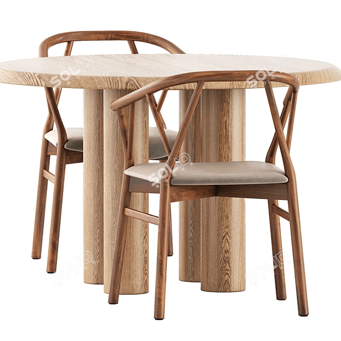 Modern Dining Set: Valerie Chair & Islets Table 3D model image 7