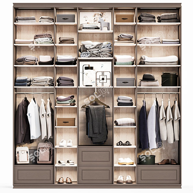 Modern Wardrobe Decor Set & Storage Solution 3D model image 1