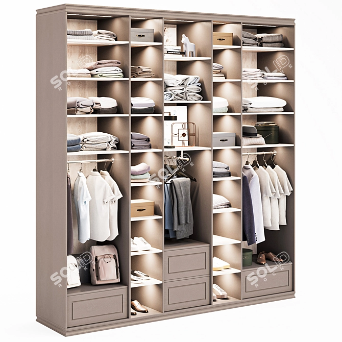 Modern Wardrobe Decor Set & Storage Solution 3D model image 4