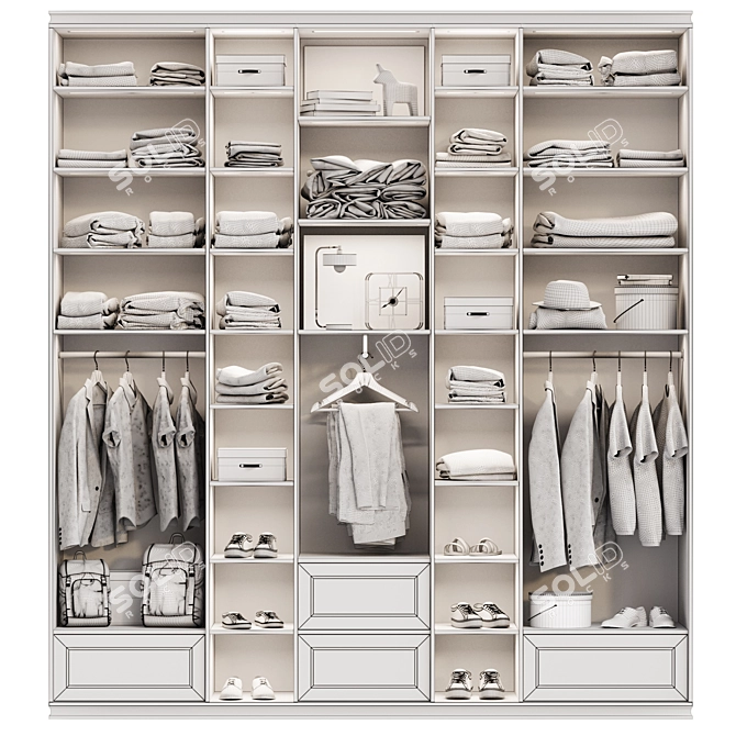 Modern Wardrobe Decor Set & Storage Solution 3D model image 5