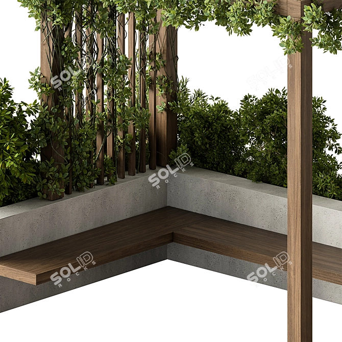 Modern Pergola & Lush Plant 3D model image 2