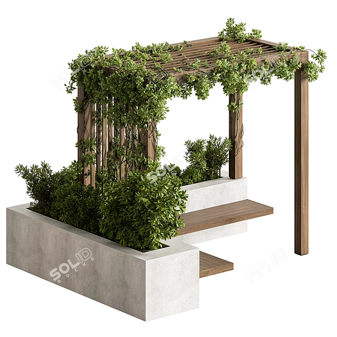 Modern Pergola & Lush Plant 3D model image 3