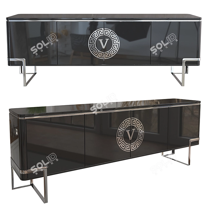 Elegant Versai Console with Mirror 3D model image 1