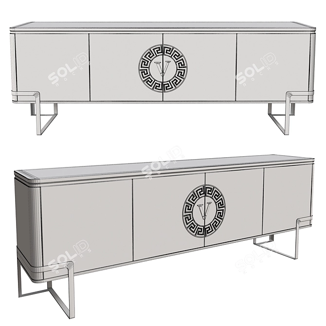 Elegant Versai Console with Mirror 3D model image 2