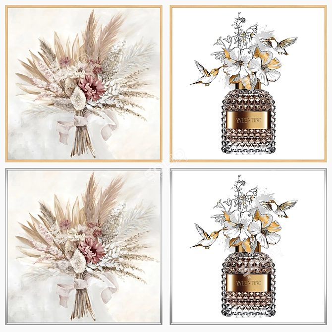 Wall Art Set with Frames 3D model image 3