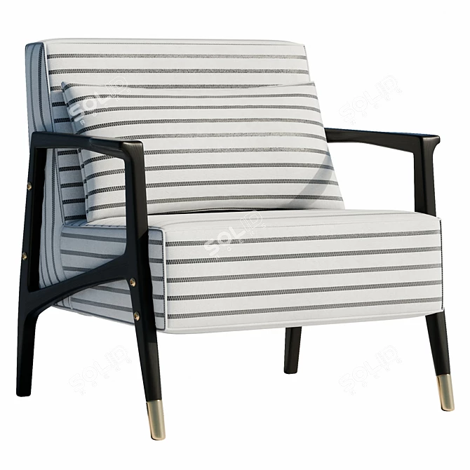 Leather Armchair with Armrests 81cm 3D model image 1